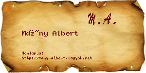 Mány Albert névjegykártya